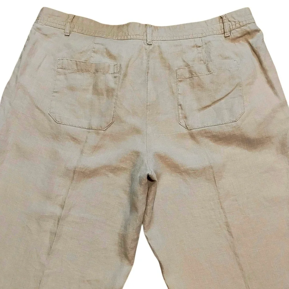 Banana Republic 100% Linen Pants Wide Leg Trousers Tan Career Coastal Size 10